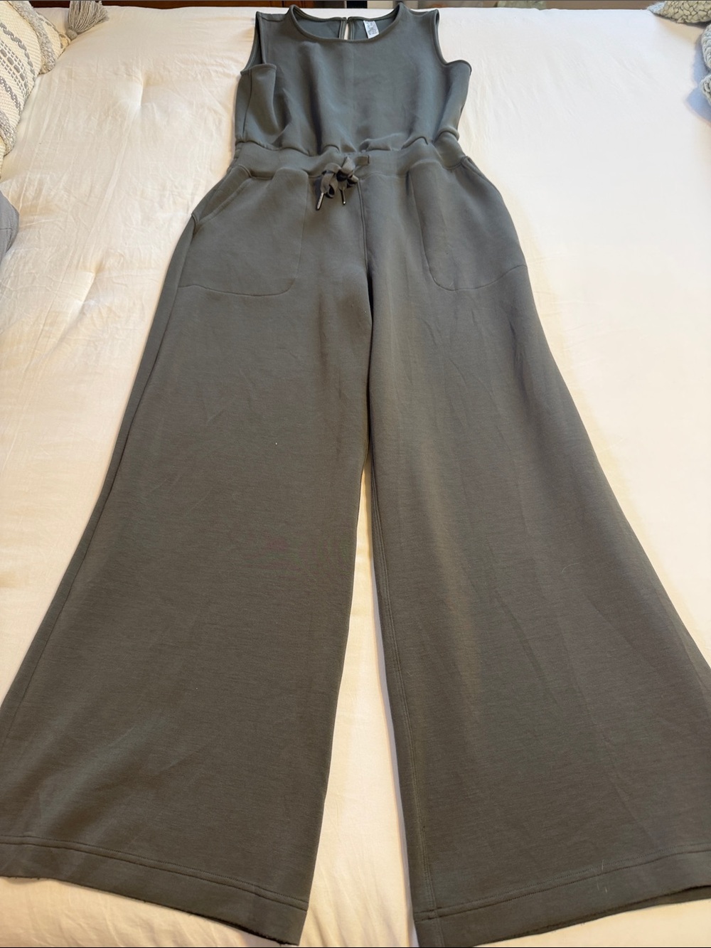 SPANX medium Sleeveless Wide-Leg Jumpsuit in dark sage green